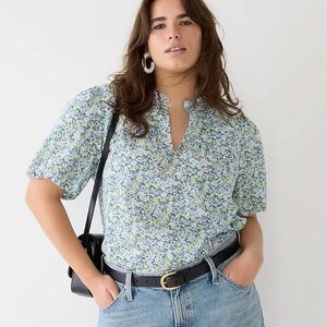 NWT J. Crew Ruffle-trim short-sleeve top in Liberty® Thorpe Hill fabric - Small